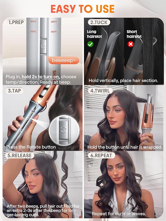 SHEGLAM Automatic Hair Curler 25mm, Fast Heating, Anti-Scald, 3 Temps, 2-Way Rotation SHEGLAM Automatic Hair Curler 25mm, Fast Heating, Anti-Scald, 3 Temps, 2-Way Rotation